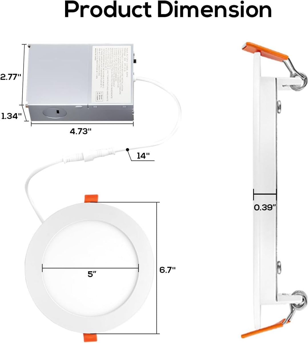Pot Lights LED 6 inch, 5CCT Recessed Slim Pot Lights with Junction Box ...