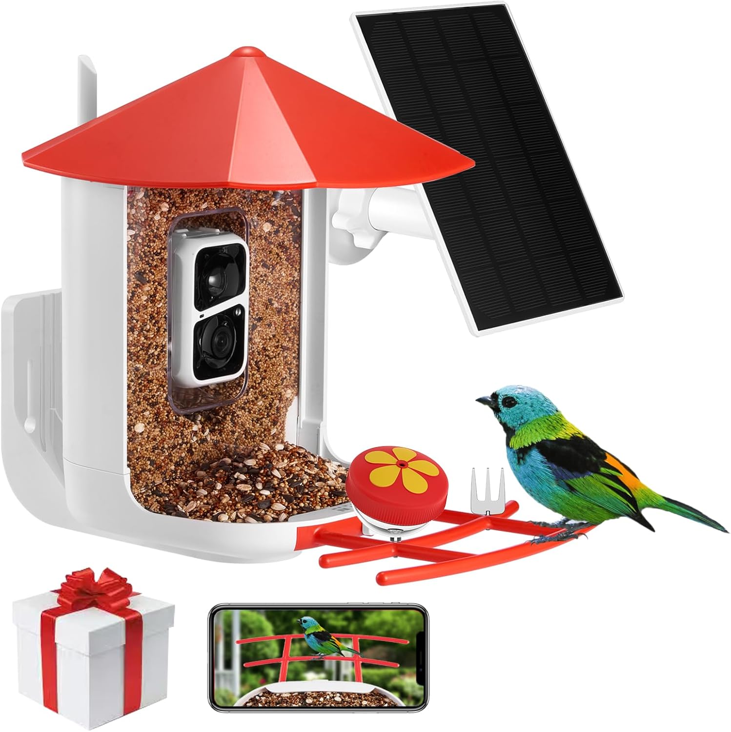 Bird Feeder with Camera, Smart Bird Feeder Camera, Bird Watching Camera with AI Identify Bird Species, 2K HD Auto Capture Bird Videos & Motion Detection, Ideal Gift for Birder Bird Lovers