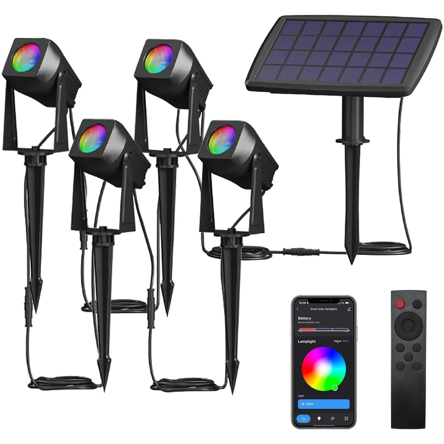 FMART Pack RGBW, Solar Smart Bluetooth Landscape Spotlights, Landsca –  SUNTHIN
