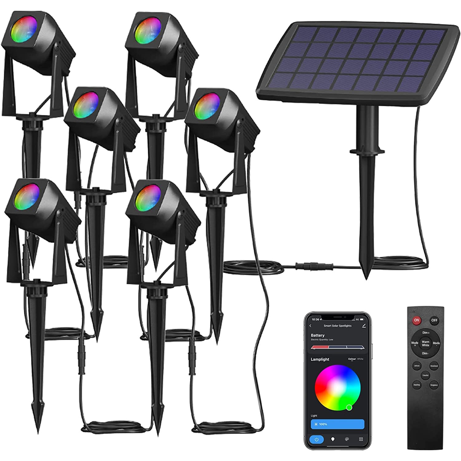 FMART Pack RGBW, Solar Smart Bluetooth Landscape Spotlights, Landsca –  SUNTHIN